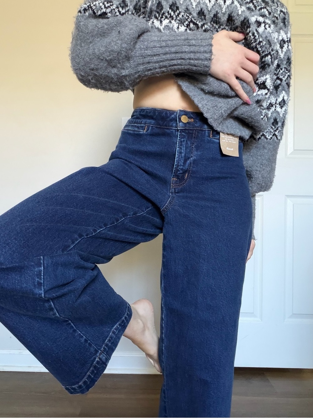 NWT Madewell Dark Blue High-Rise Emmett Wide Leg Jeans 26 - Picture 4 of 6